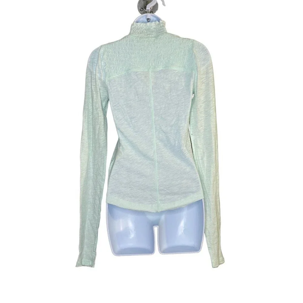 Free People Womens Caroline Gathered Mock‎ Turtleneck in Aqua Size Small